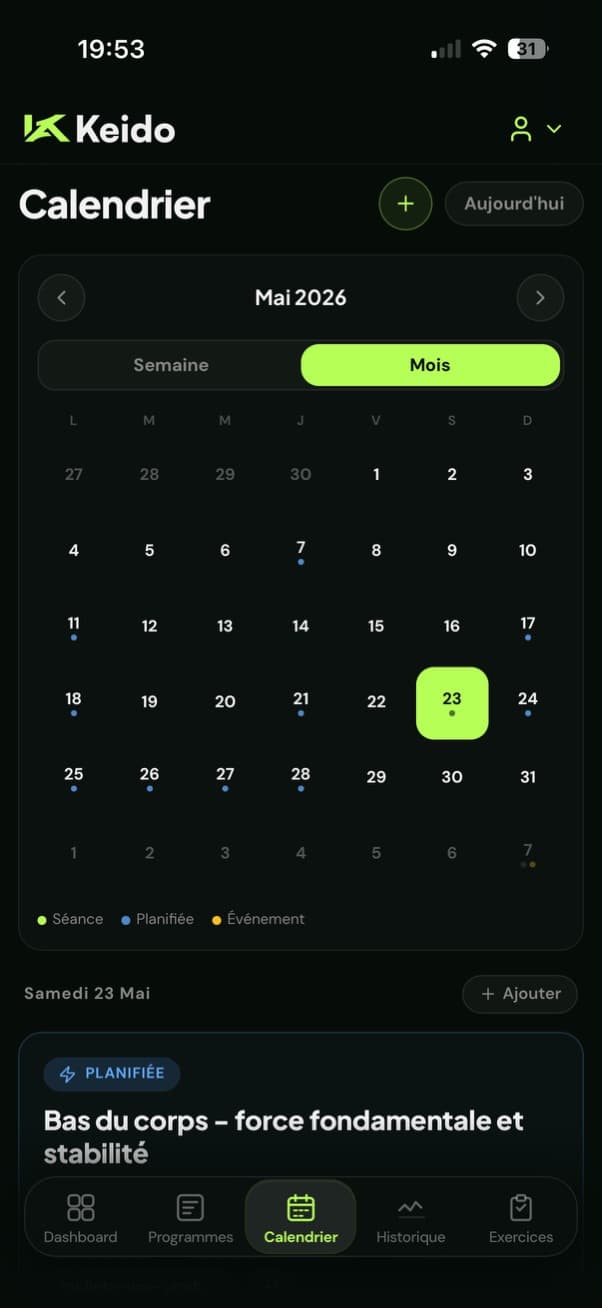 Keido — calendrier mensuel